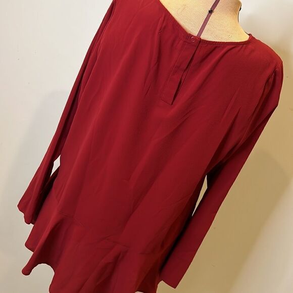MUD PIE Red Ruffle Hem Blouse  - Size Large - Picture 9 of 13